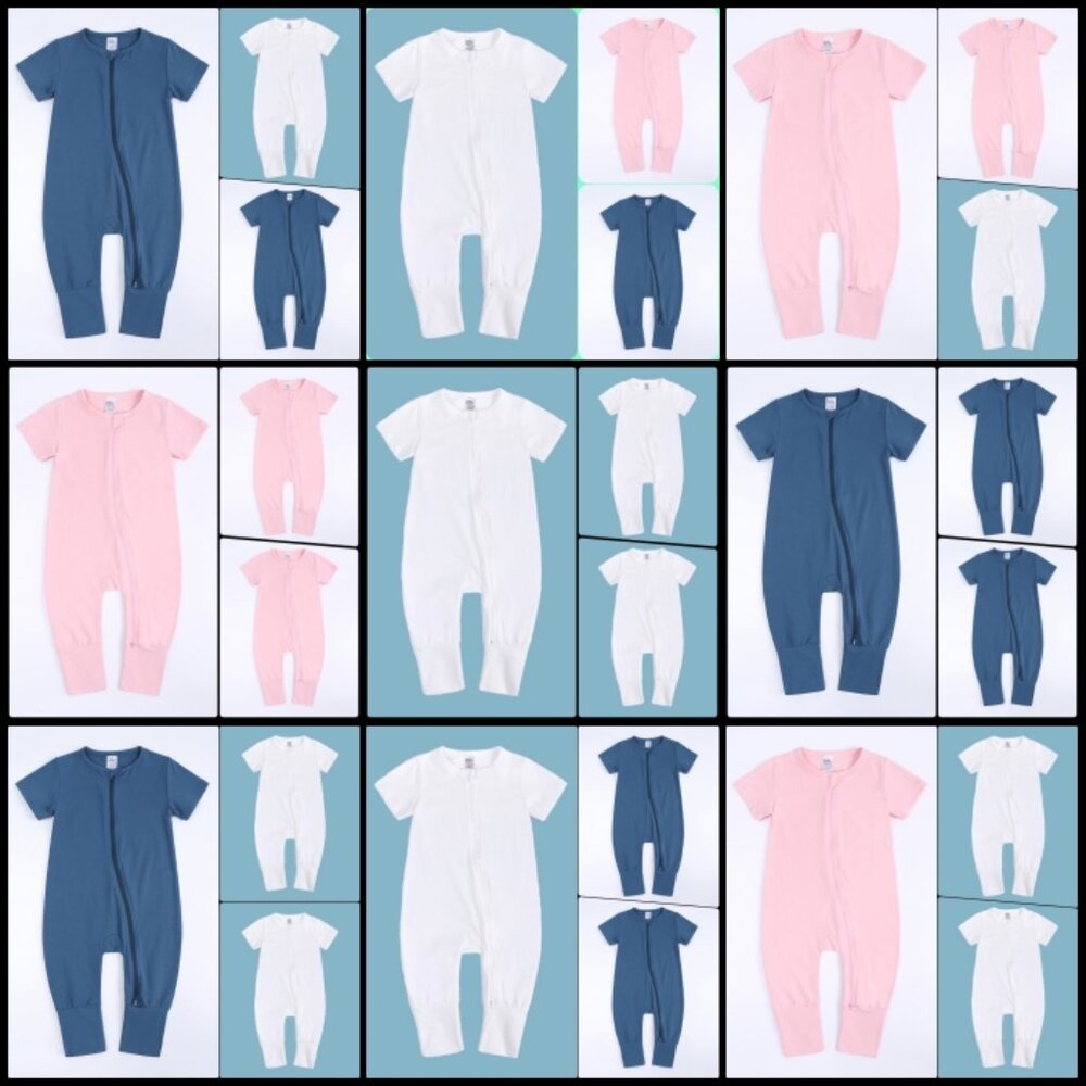 Unisex Baby Romper 3 Set Sleeper Bodysuit Cotton Short Sleeve Double Zipper 3-24
